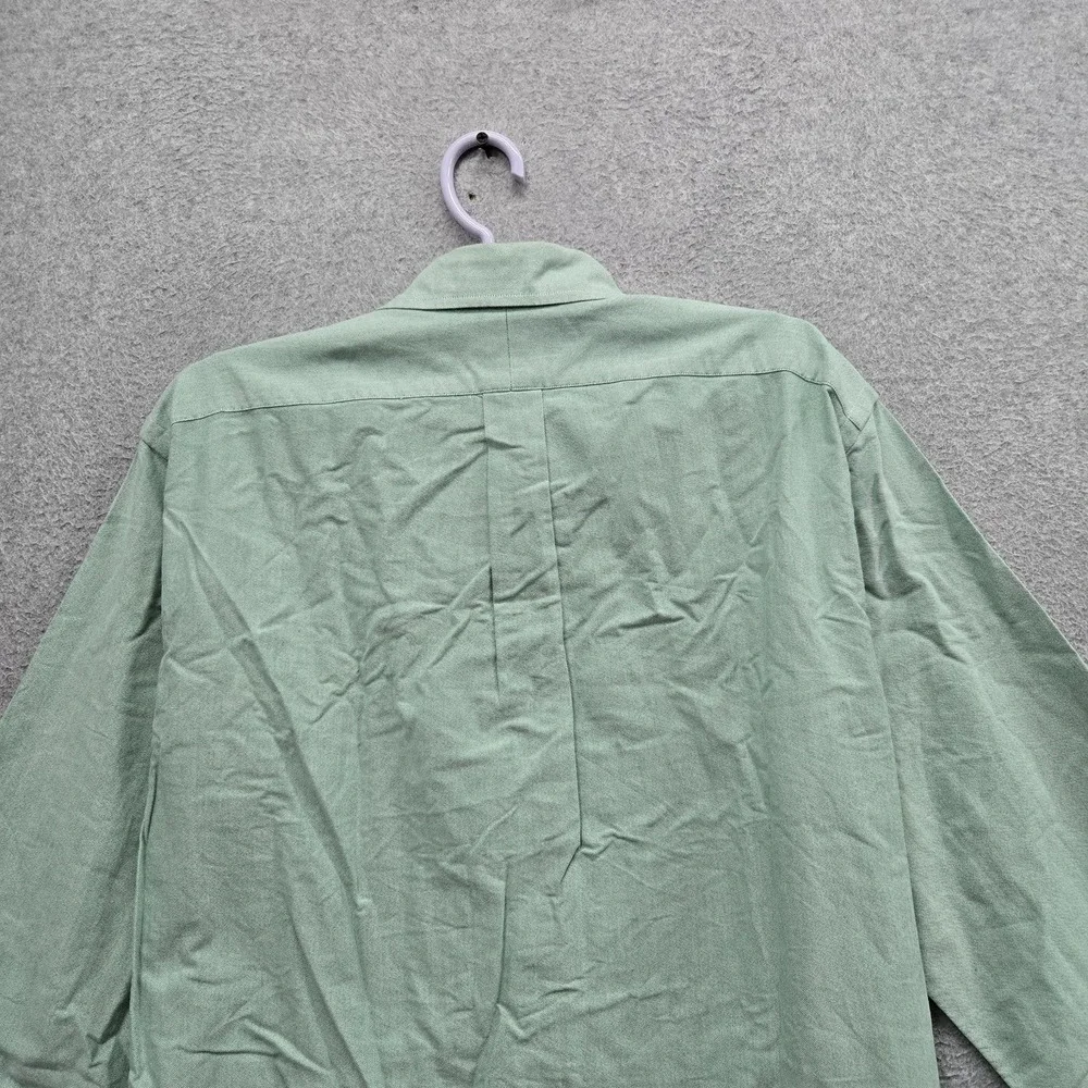 Ralph Lauren Men Button Up Shirt 15.5 Green Embroidered Classic Chambray
